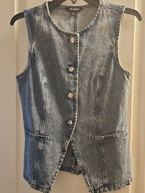 Steve Madden Light Blue Denim Button Vest